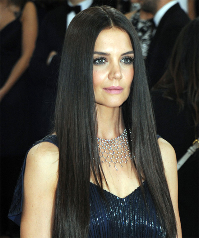 Katie Holmes Long Straight Hairstyle Dark Brunette Chocolate