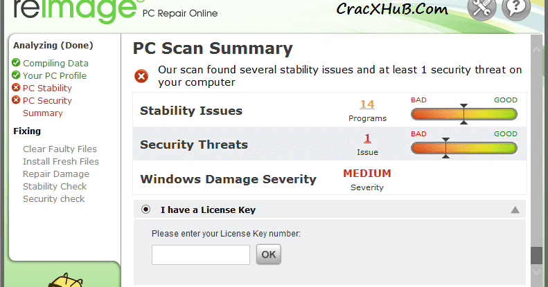 reimage repair avec crack startimes
