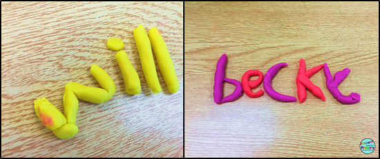 Use play doh in the classroom to work on literacy skills.