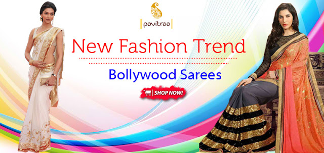 Latest Fancy Bollywood Style Party Wear Sarees Online Shopping Collection with Discount Offer Price at Pavitraa.in