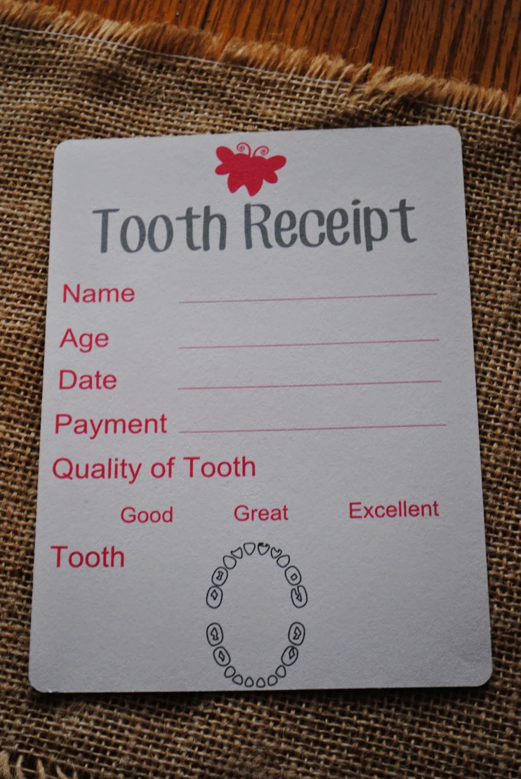 Tooth fairy kit, DIY, do it yourself, free, Silhouette Studio cut file, tooth receipt