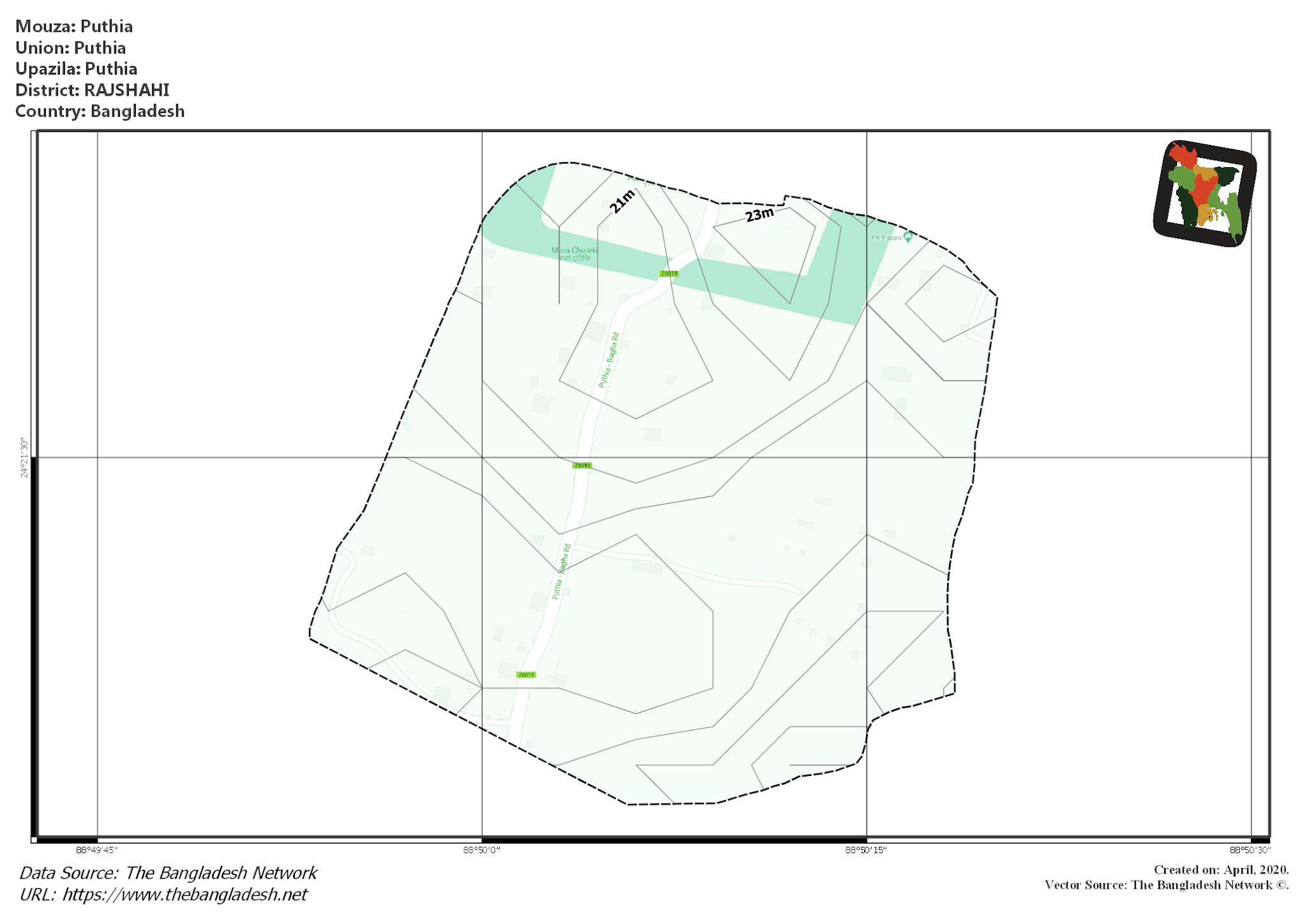 Map of Puthia Mouza of Puthia Upazila, RAJSHAHI Map of Puthia Mouza of Puthia Upazila, RAJSHAHI, Bangladesh.