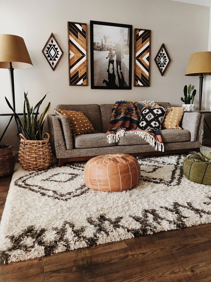 Boho Living Room #livingroomdecorationPinned from etsy.me