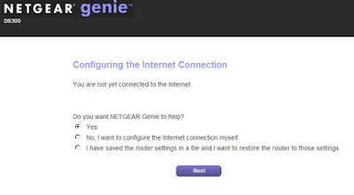To configure your DSL modem router for internet connection with NETGEAR genie