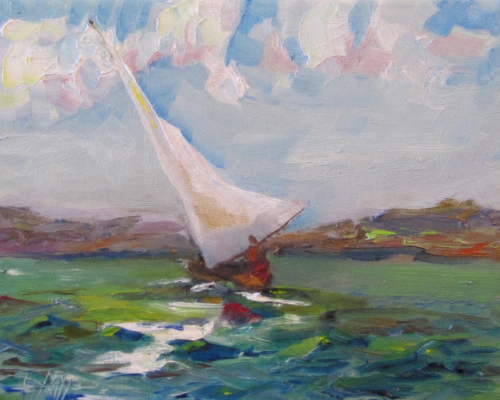Painting of the Day, Daily Paintings by Delilah Dark Water,sailboat