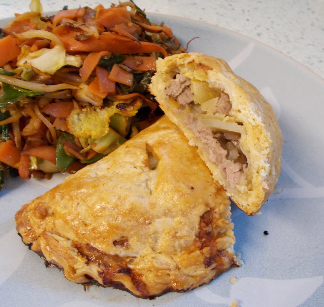 Jenny Eatwell's Rhubarb & Ginger Cornish Pasties this time with suet pastry