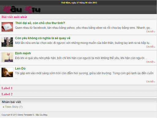 [Share] Template Blogger Sâu Ciu Giao Diện Wap/Web