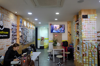 24 Guesthouse Myeongdong Avenue information desk and breakfast area