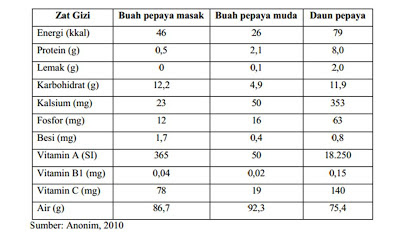 Kandungan buah pepaya