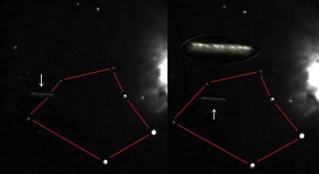 Formation Cigar-shaped UFOs traveling through space next to the Orion Nebula  UFOs%2BOrion%2BNebula%2BSpace%2B%25282%2529