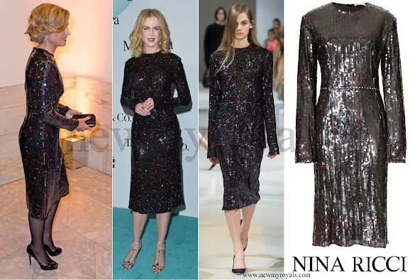 Queen Maxima wore long sleeve sequin dress from Nina Ricci Fall 2015 collection