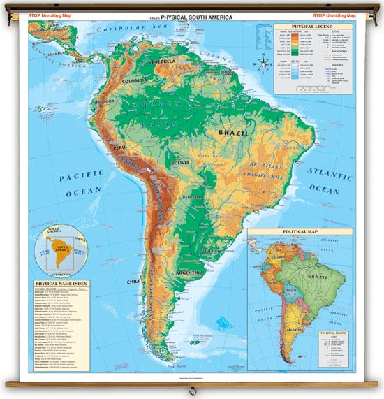 Physical Map Of Latin America 90