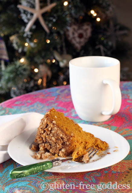 A slice of gluten free pumpkin crumb cake