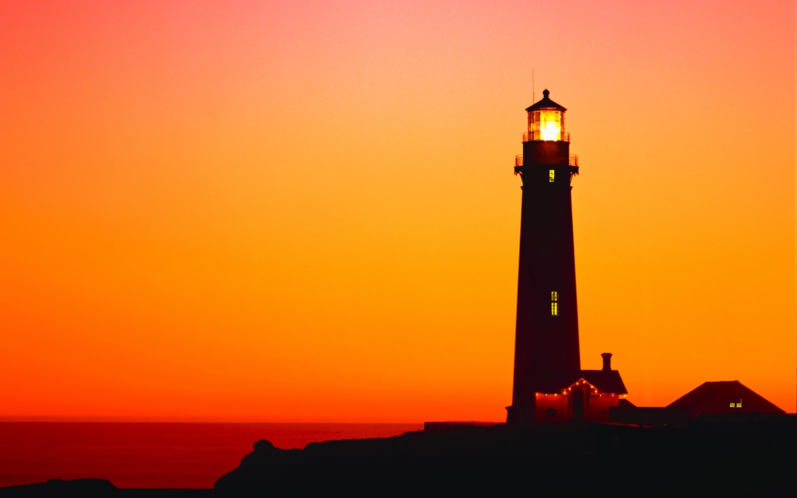 Lighthouse Sunset Wallpaper - beauty walpaper