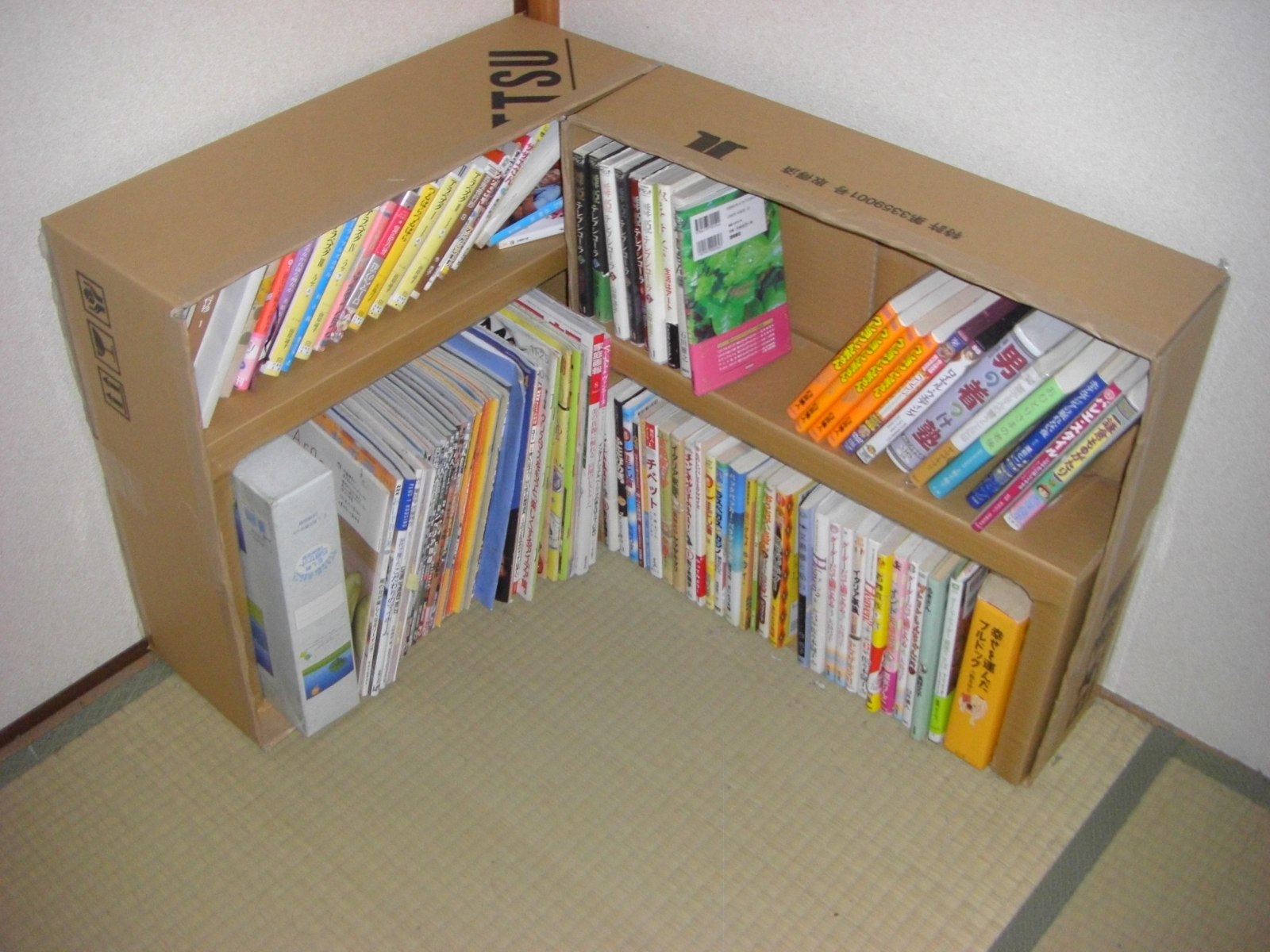 段ボールで簡易本棚を作ってみる 某氏の猫空