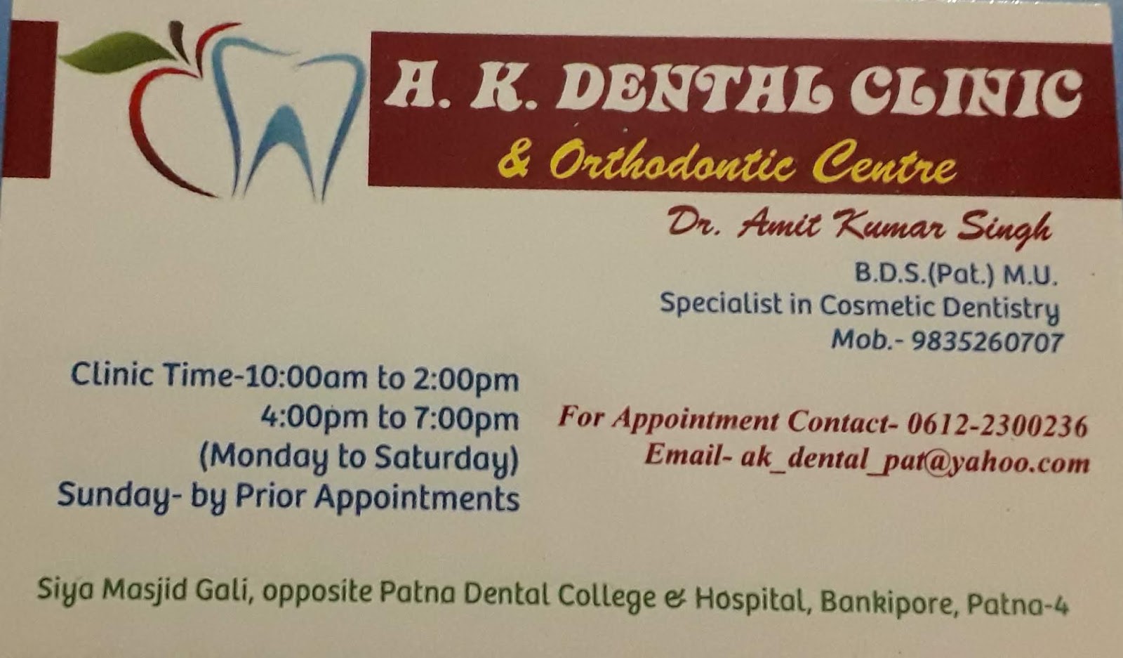 DOCTOR Best Dentists in Patna ! Dr Amit Kumar Singh,BDS,(Pat