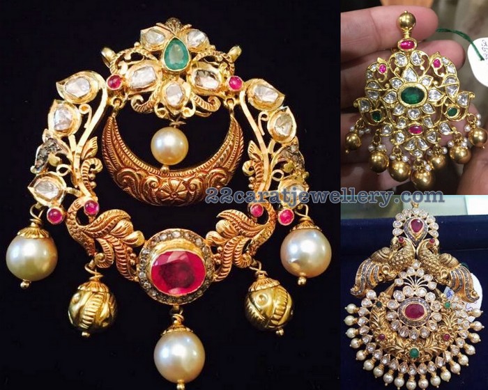 Attractive Pachi Work Peacock Lockets - Jewellery Designs
