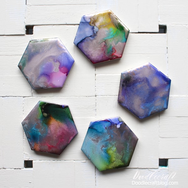 Alcohol Ink Coasters Drink Coasters| Hexagon Coasters Wedding Gift Mothers Day Ceramic Coasters Unique Gift Handcrafted Coasters