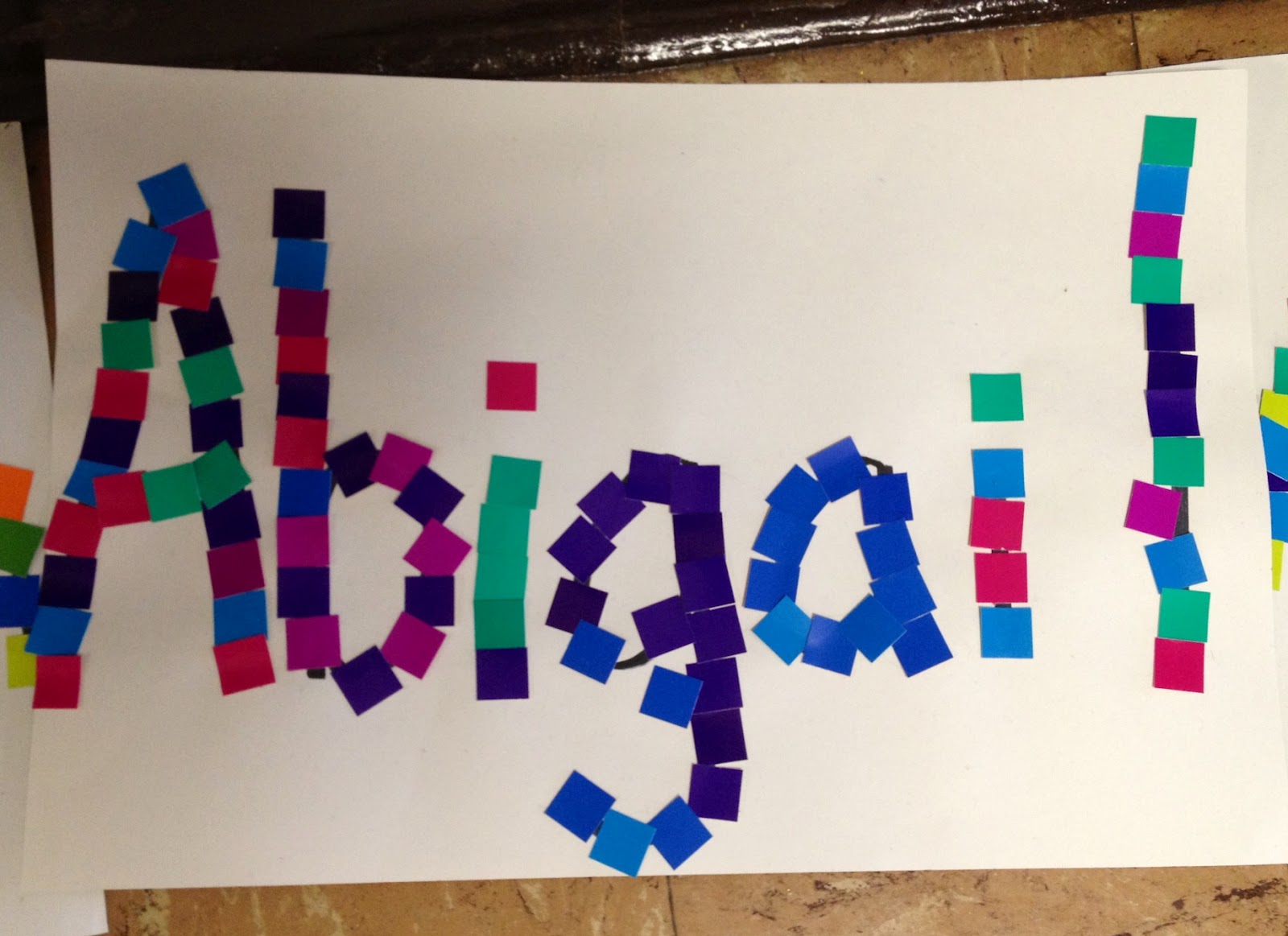 Ms. Batte's Kinderland Mosaic Name project with 3rd graders
