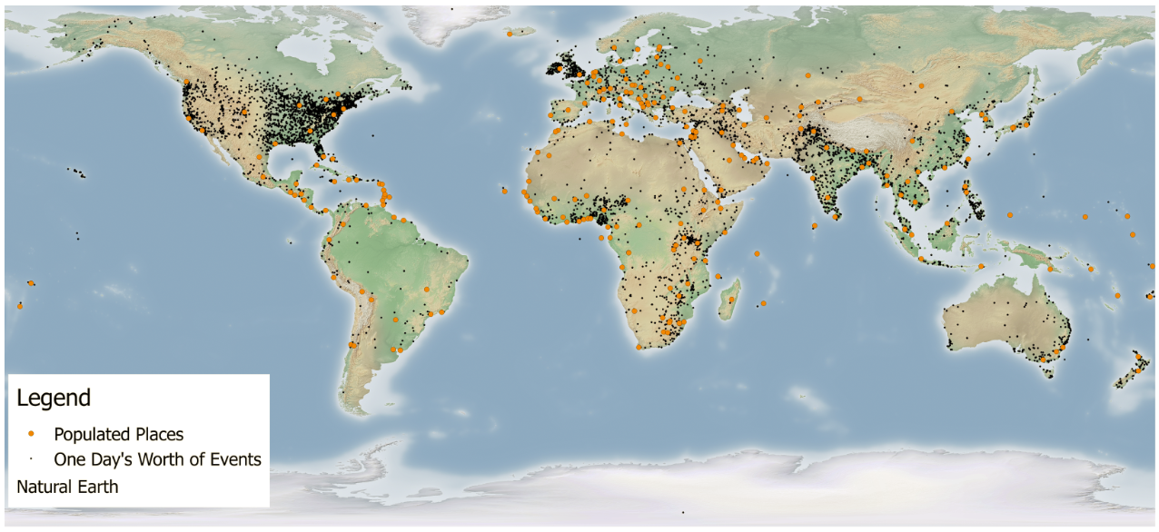middelalderlig Hende selv Klimatiske bjerge Open Source GIS Blog: Mapping Data from Google's Global Database for  Events, Language, and Tone (GDELT)