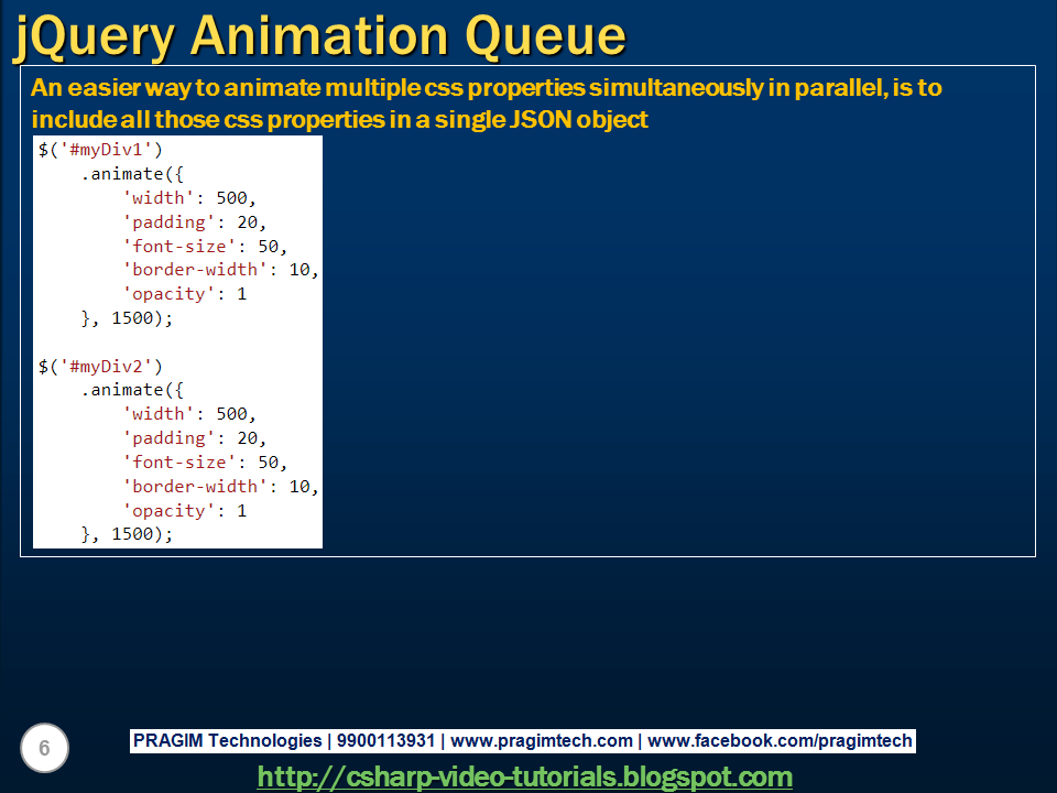 Sql server, .net and c# video tutorial: jquery animation queue