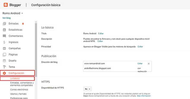 Configuración lo básico blogger