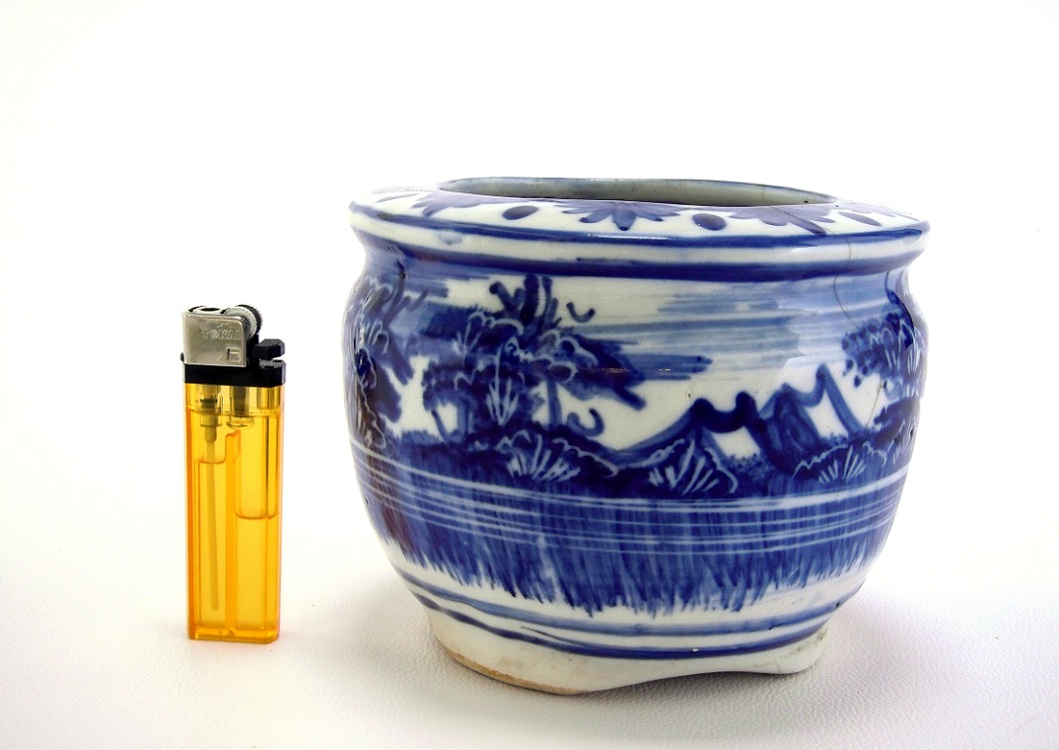 PATINA ANTIK BLUE & WHITE FLOWER POT