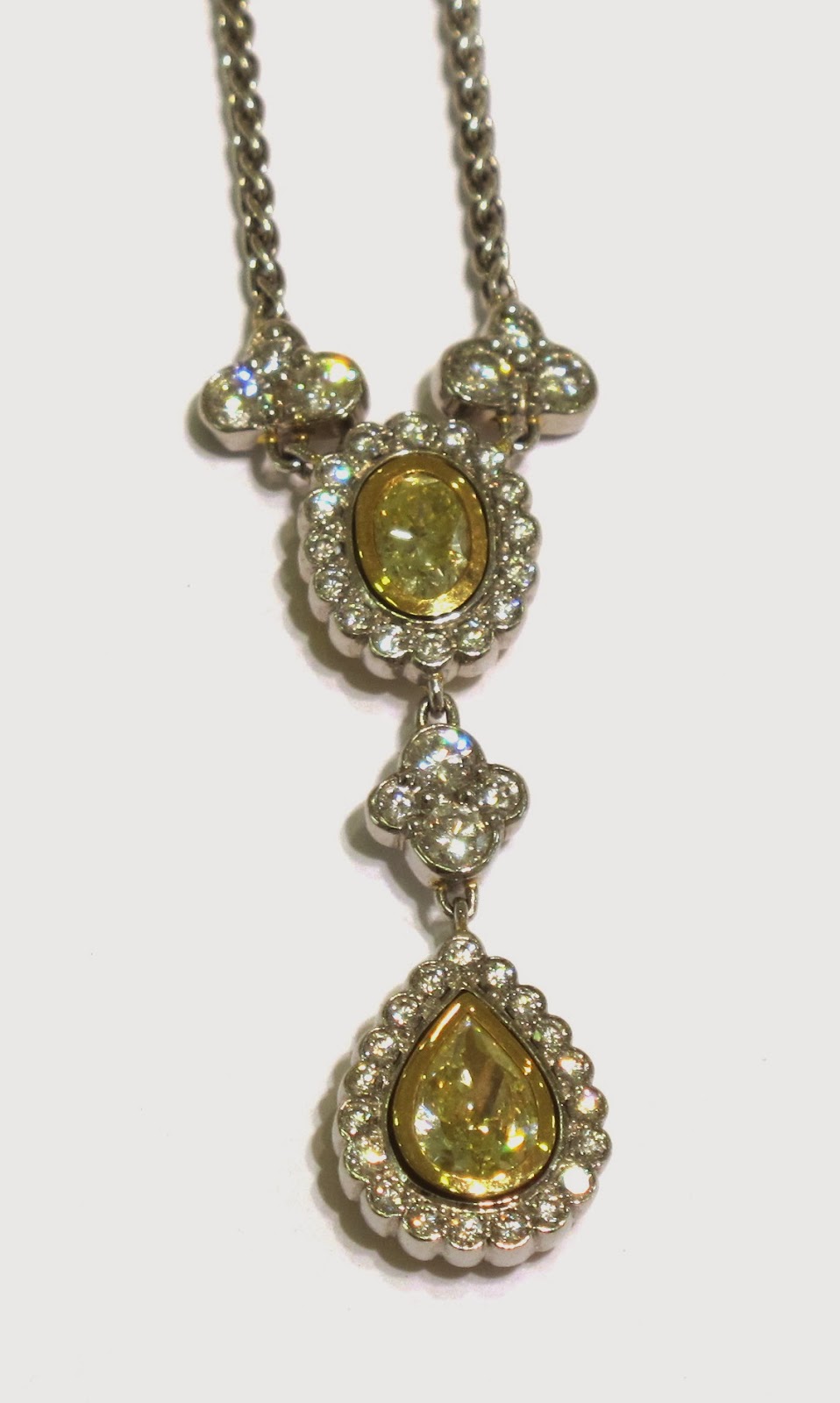 Oval & Pear Yellow Diamond Drop Pendant