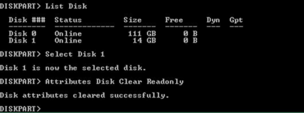Программа diskpart обнаружила ошибку. Diskpart list disk. attributes disk clear readonly. attributes disk clear readonly ошибка. команды в cmd при ошибках crc.