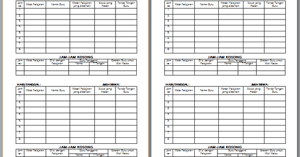 Format Buku Kemajuan Kelas untuk Catatan Kesulitan Belajar Siswa - SMP