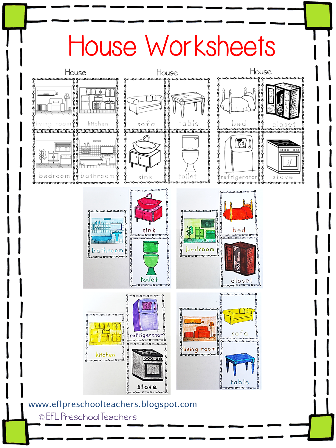 ESL/EFL Preschool Teachers: House Worksheets for the Preschool ELL