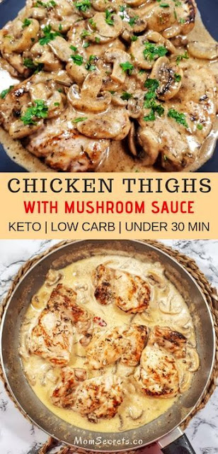 Keto Chicken Tighs with Mushrooms Sauce