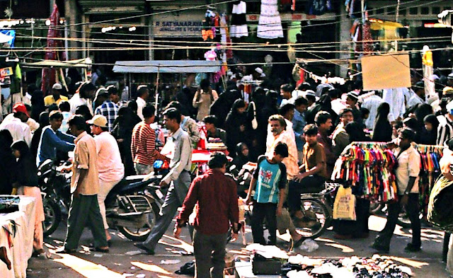 crowds of people at market
