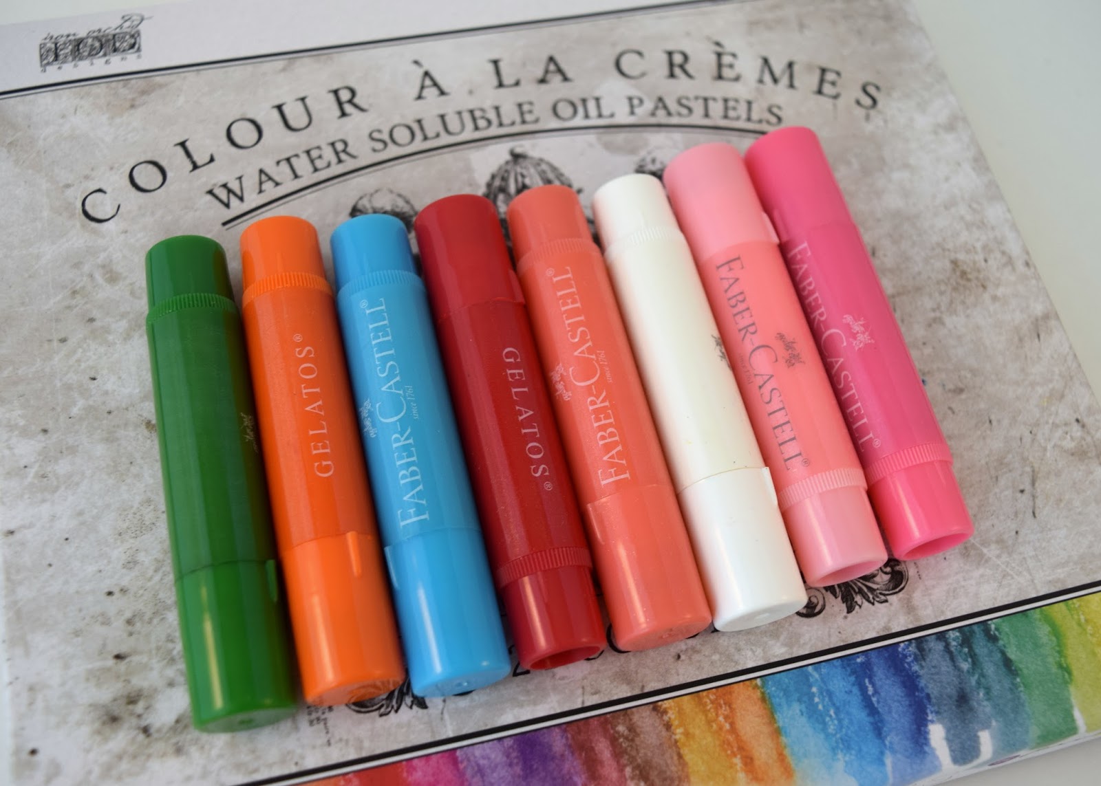 Jess Crafts: Prima Water Soluble Oil Pastels vs Faber Castell Gelatos for  Stamping