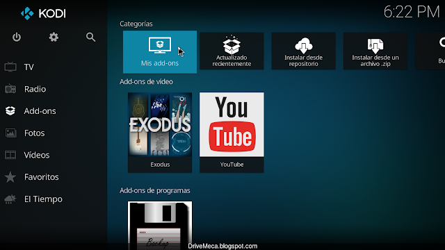 Para iniciar un backup ingresamos a Mis add-ons Para iniciar un backup ingresamos a Mis add-ons