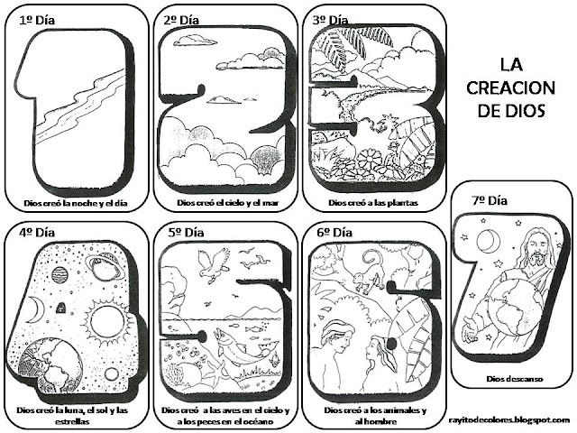 La Creacion De Dios Para Colorear Y De Color