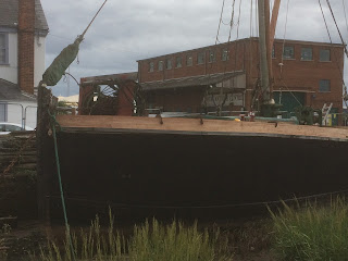 Thames barge The Vigilant under restoration at Topsham Quay
