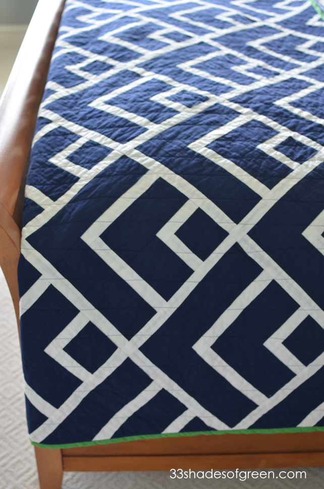 33 Shades of Green Uneven Log Cabin Quilt