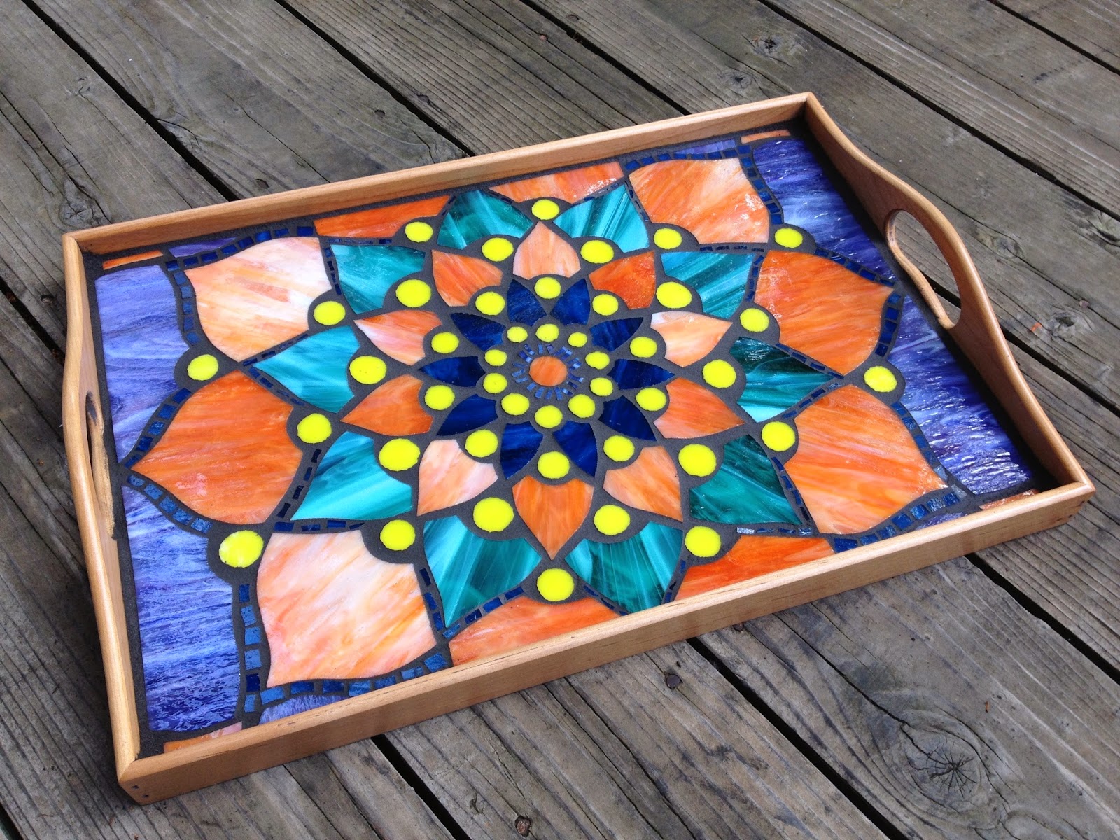 Calyx Glass Blog Floral Mosaic Serving Tray