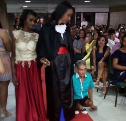 MUST WATCH: Crowd Cheers For A Father Who Walked Using His Hands With His Daughter During A Graduation Ceremony! 