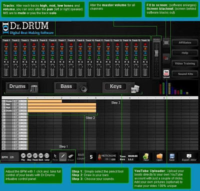 Drums DJ, drum recording software, drum sequencer software