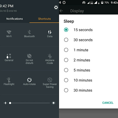 Reducing The Phone's Screen Brightness And Sleep Time Out