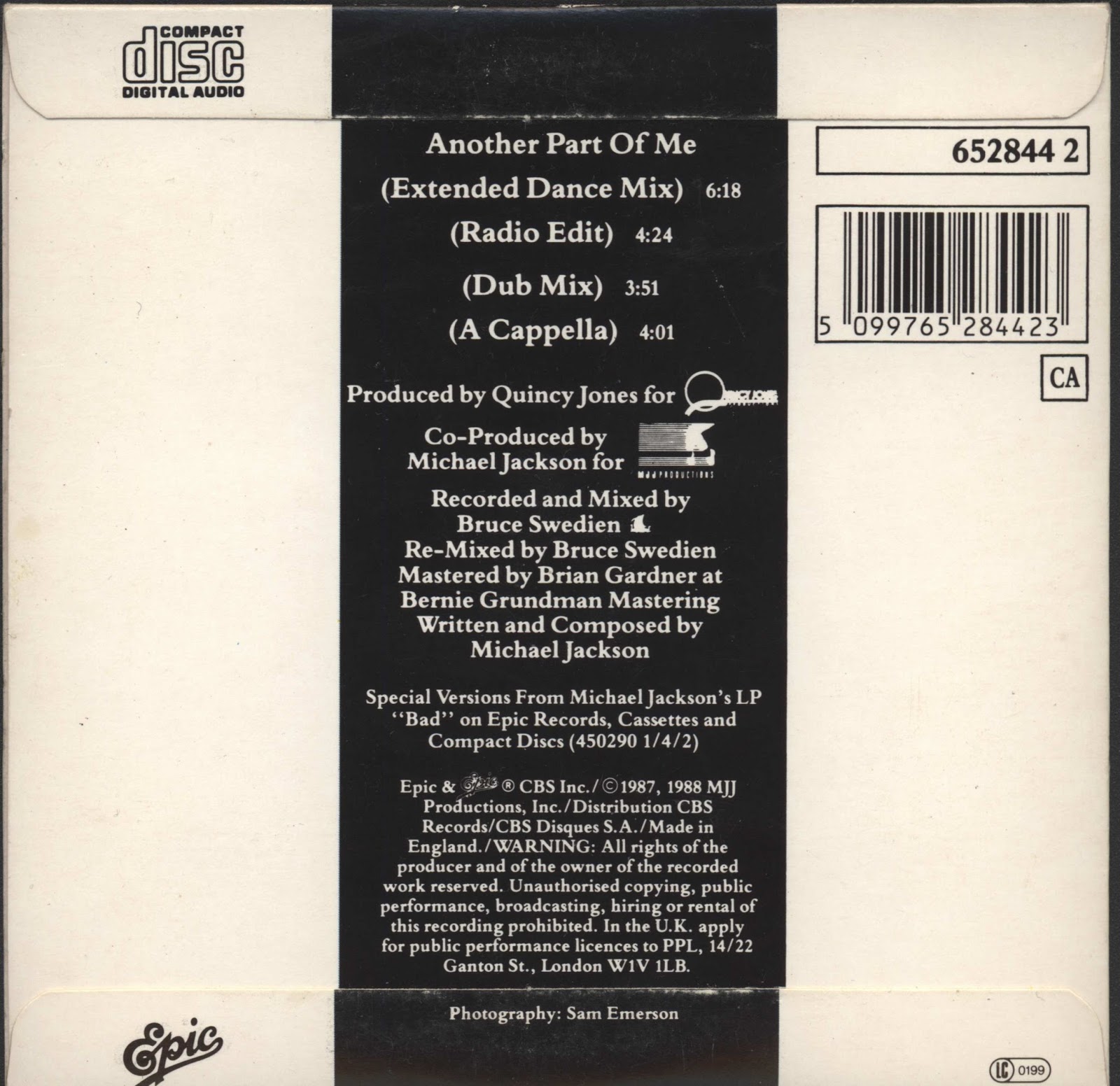 BENTLEYFUNK 1987 Another Part of Me (CD Single)