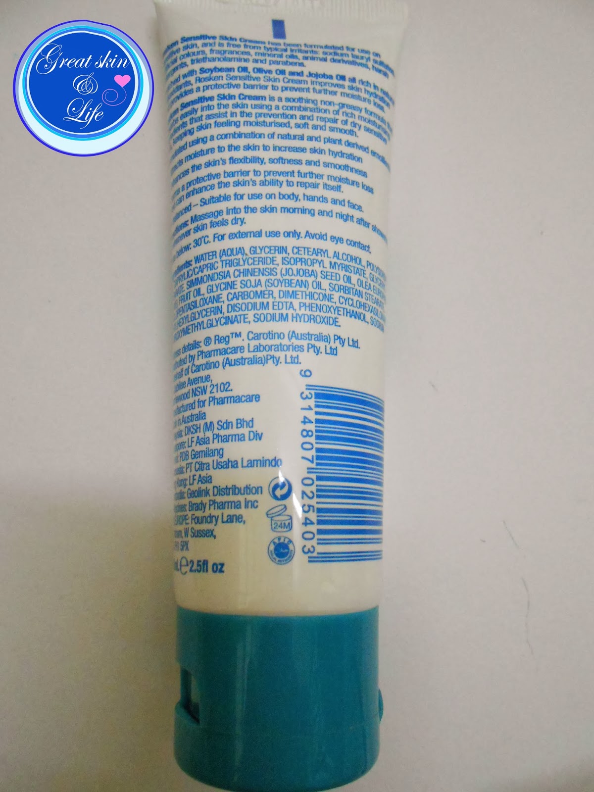 GREAT SKINandLIFE ROSKEN SKIN REPAIR DAILY MOISTURISER FOR SENSITIVE SKIN