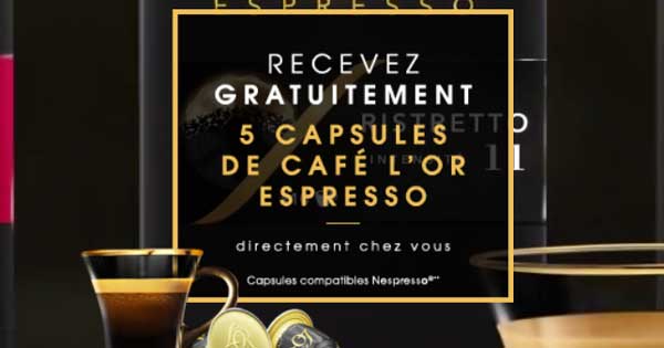 5 Échantillons Gratuits de Capsules café l'OR Espresso 5 Échantillons Gratuits de Capsules café l'OR Espresso