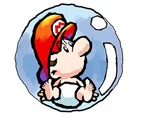 Baby Mario in bubble with white outline