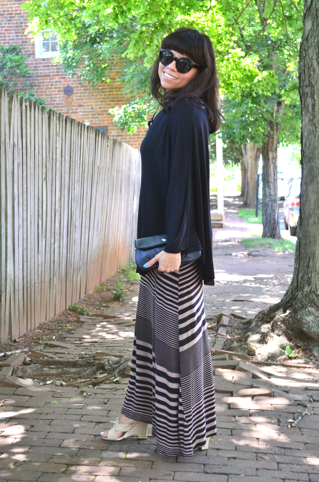 One shoulder blouse + Stripped Maxi Skirt | MY SMALL WARDROBE