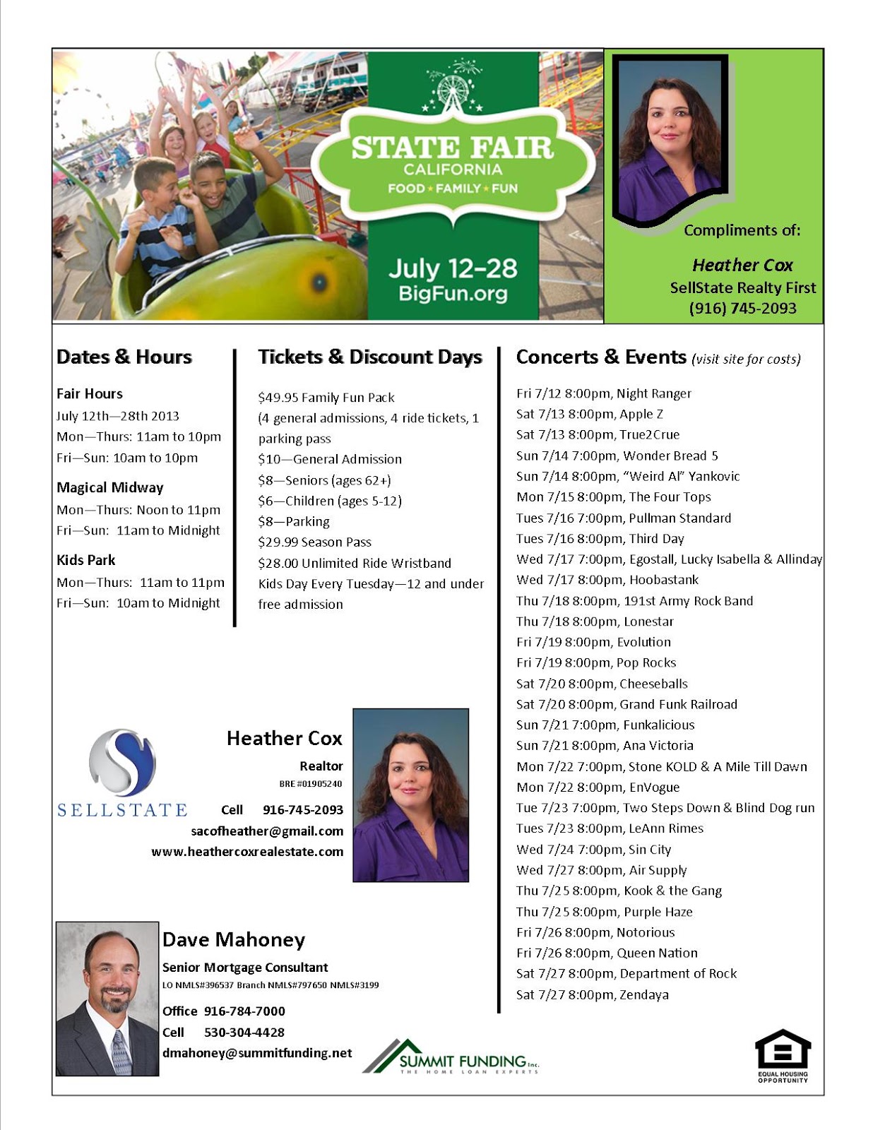 Real Estate News: State Fair Schedule Real Estate News: State Fair Schedule