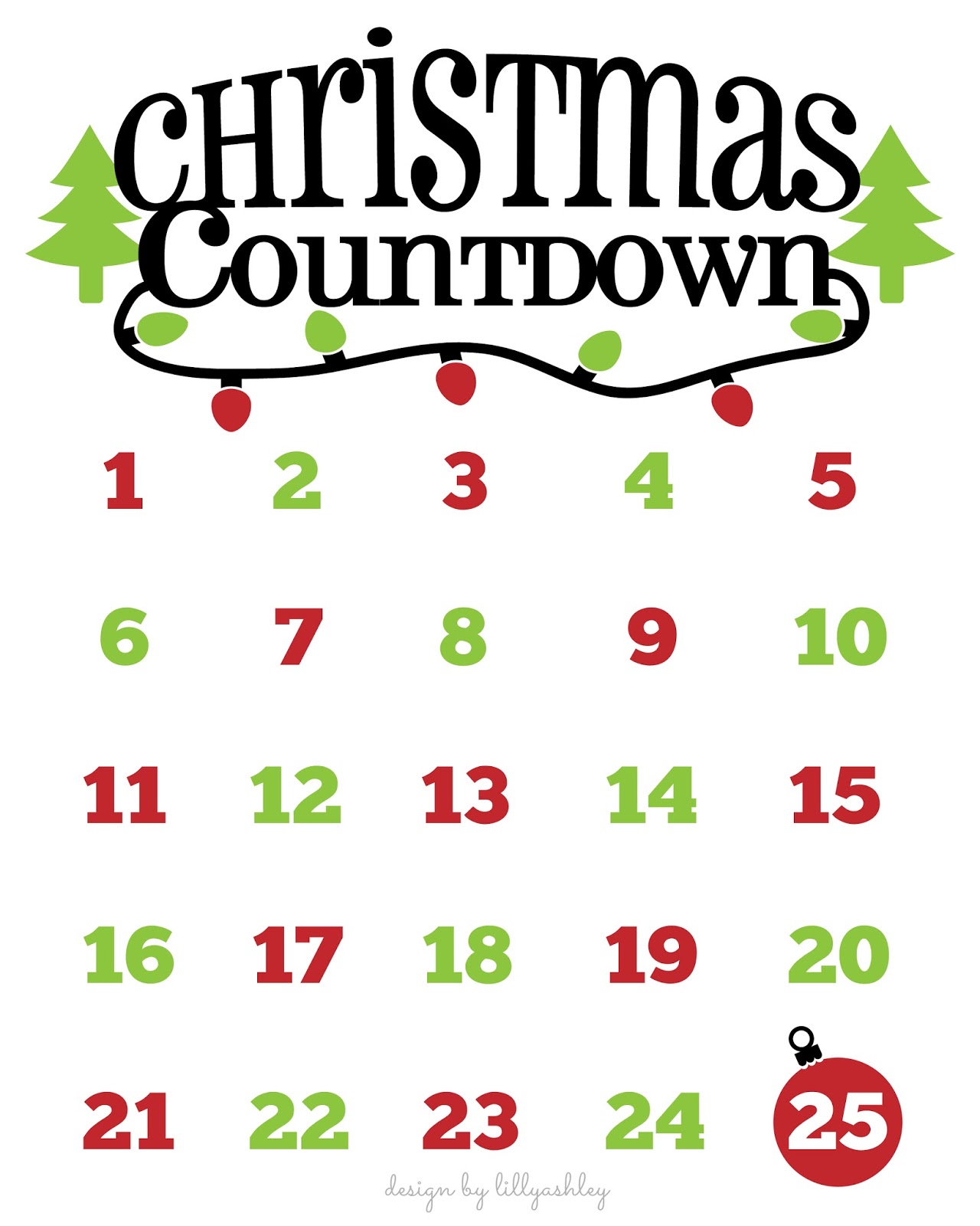 Printable Countdown Calendar - Printable World Holiday