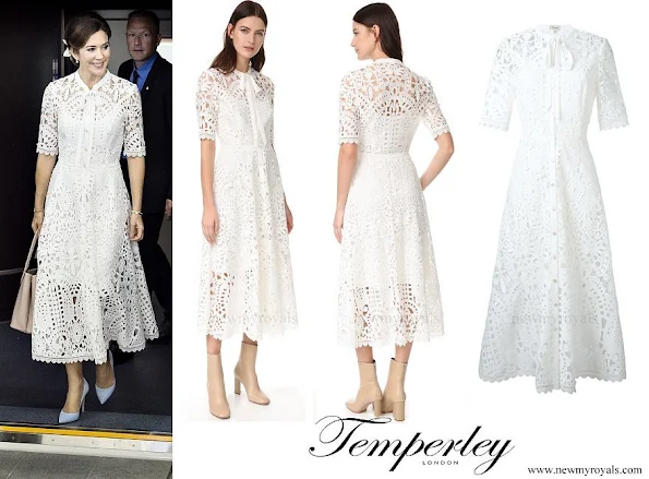 Crown Princess Mary wore Temperley London Berry lace neck tie dress